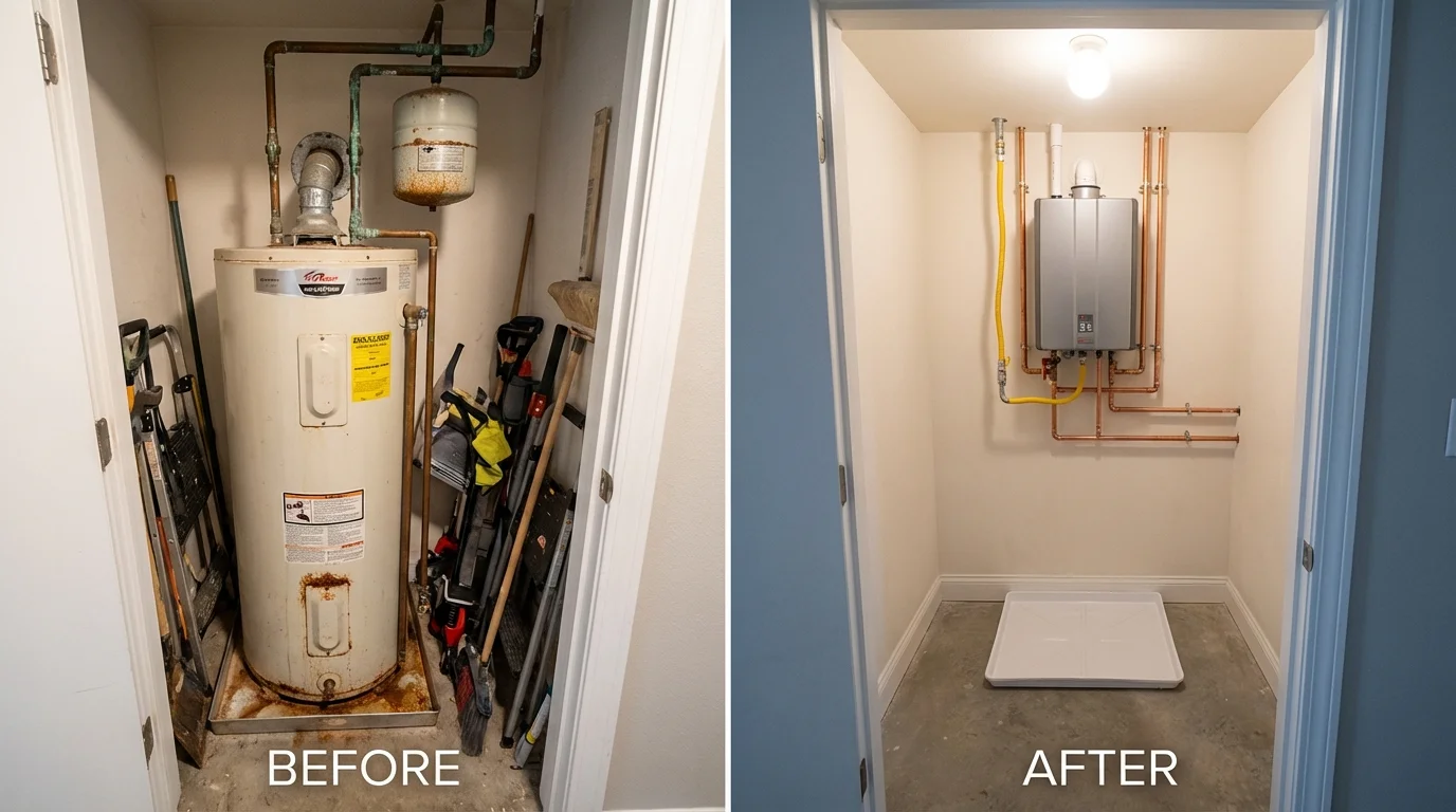 Tank water heater versus wall-mounted tankless unit comparison for Highland Park, IL homeowners